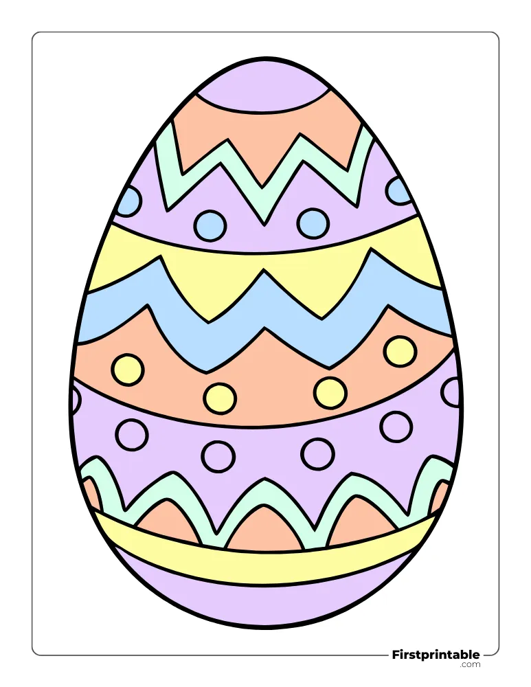 Simple Easter Egg Template - Full Page Colored