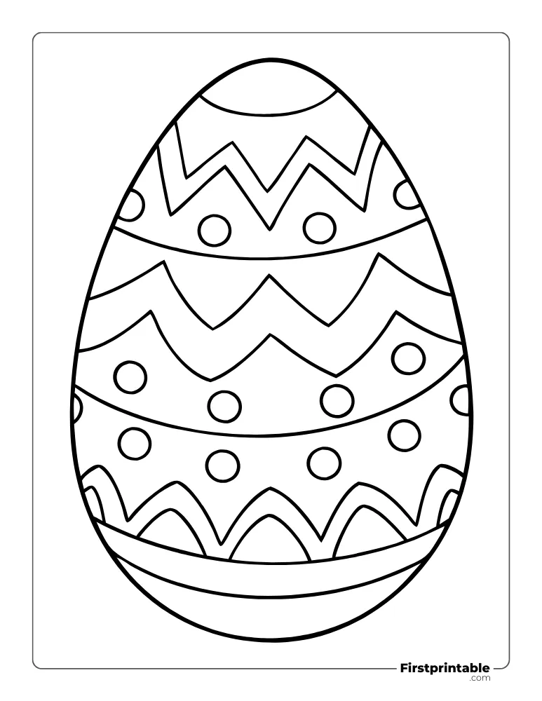 Simple Easter Egg Template - Full Page Outline