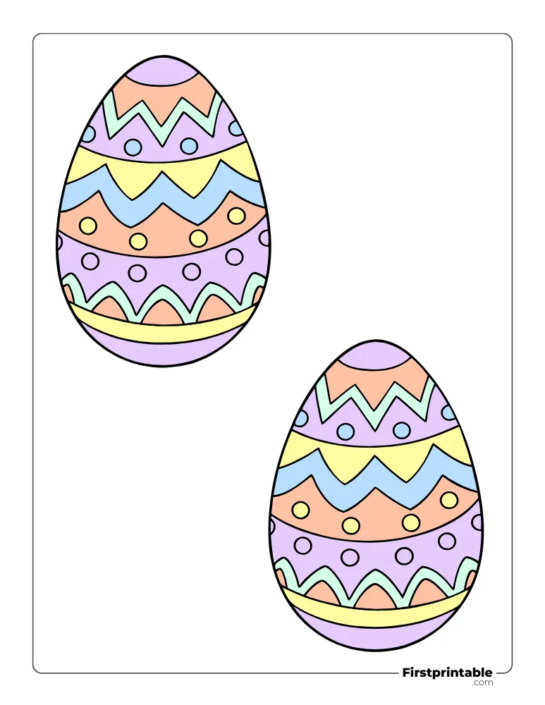 Simple Easter Egg Template - Large Colored