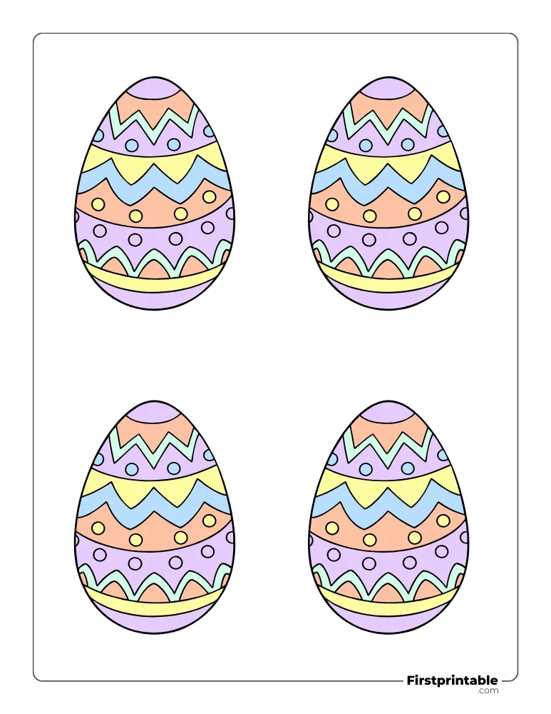 Simple Easter Egg Template - Medium Colored