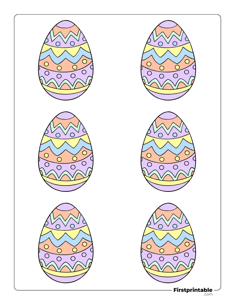 Simple Easter Egg Template - Small Colored