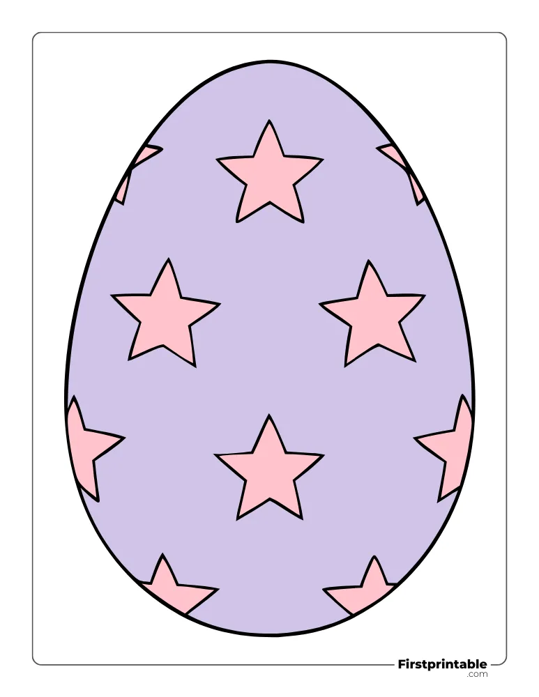 Star Pattern Easter Egg Template - Full Page Colored