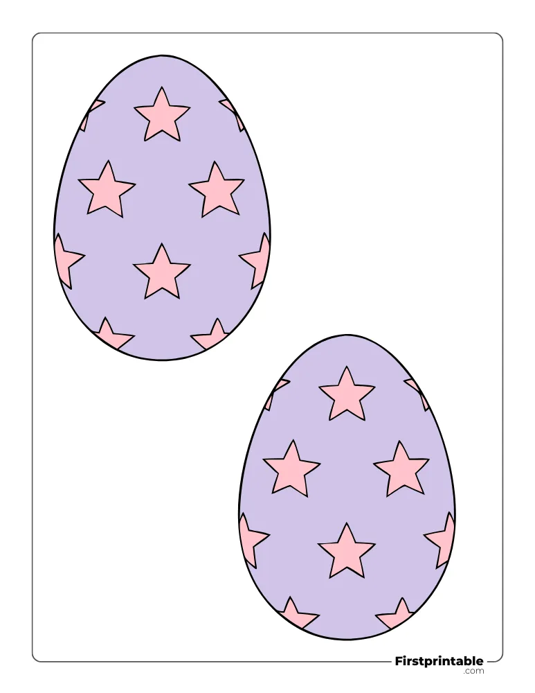 Star Pattern Easter Egg Template - Large Colored