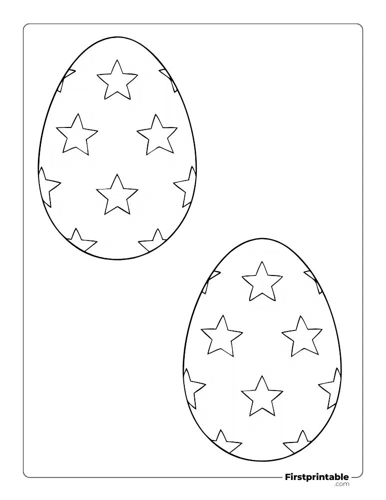 Star Pattern Easter Egg Template - Large Outline