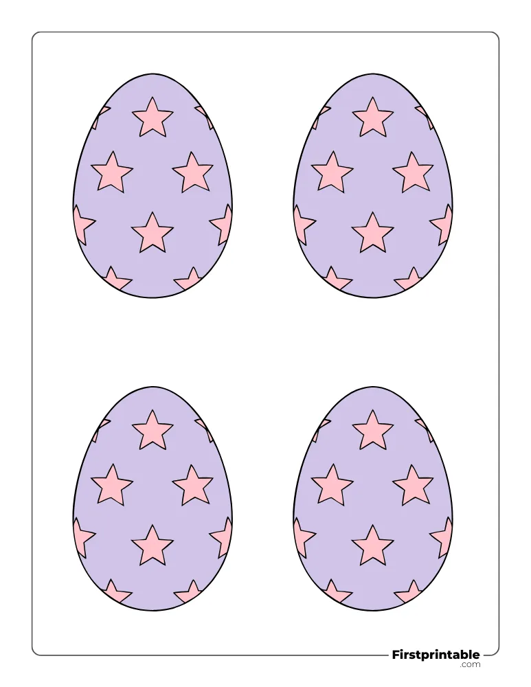 Star Pattern Easter Egg Template - Medium Colored