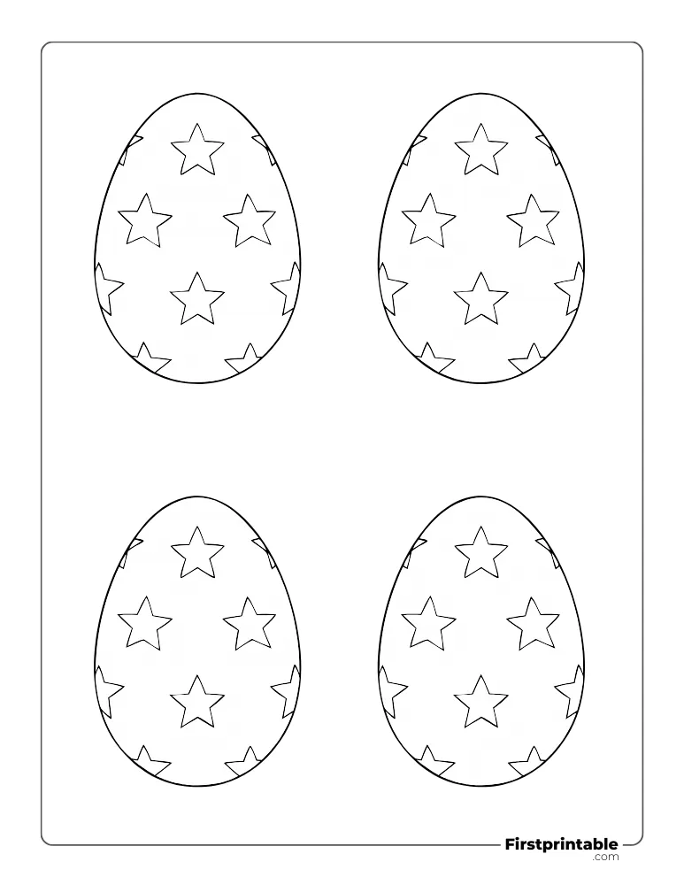 Star Pattern Easter Egg Template - Medium Outline