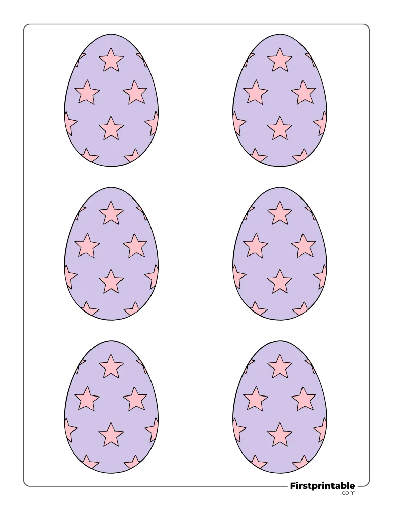 Star Pattern Easter Egg Template - Small Colored