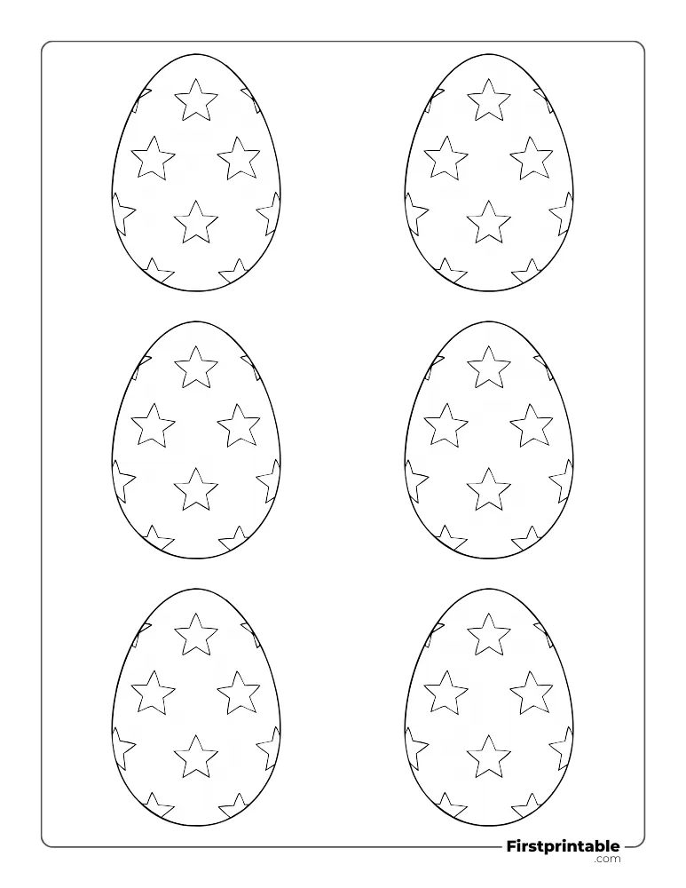 Star Pattern Easter Egg Template - Small Outline