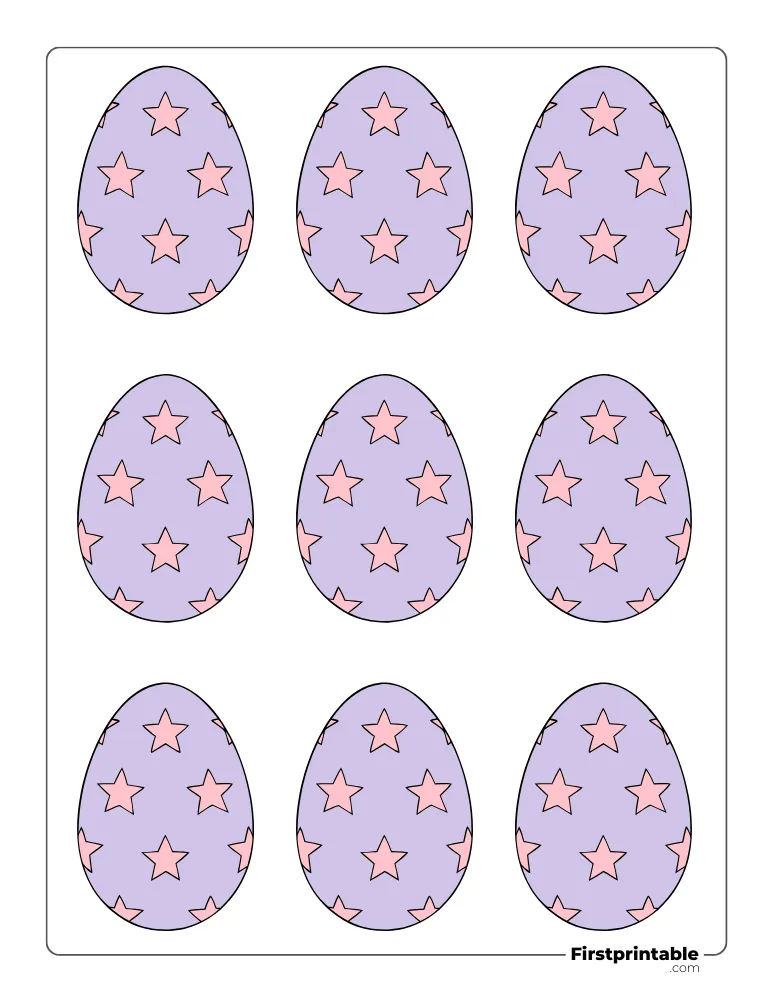 Star Pattern Easter Egg Template - XS Colored