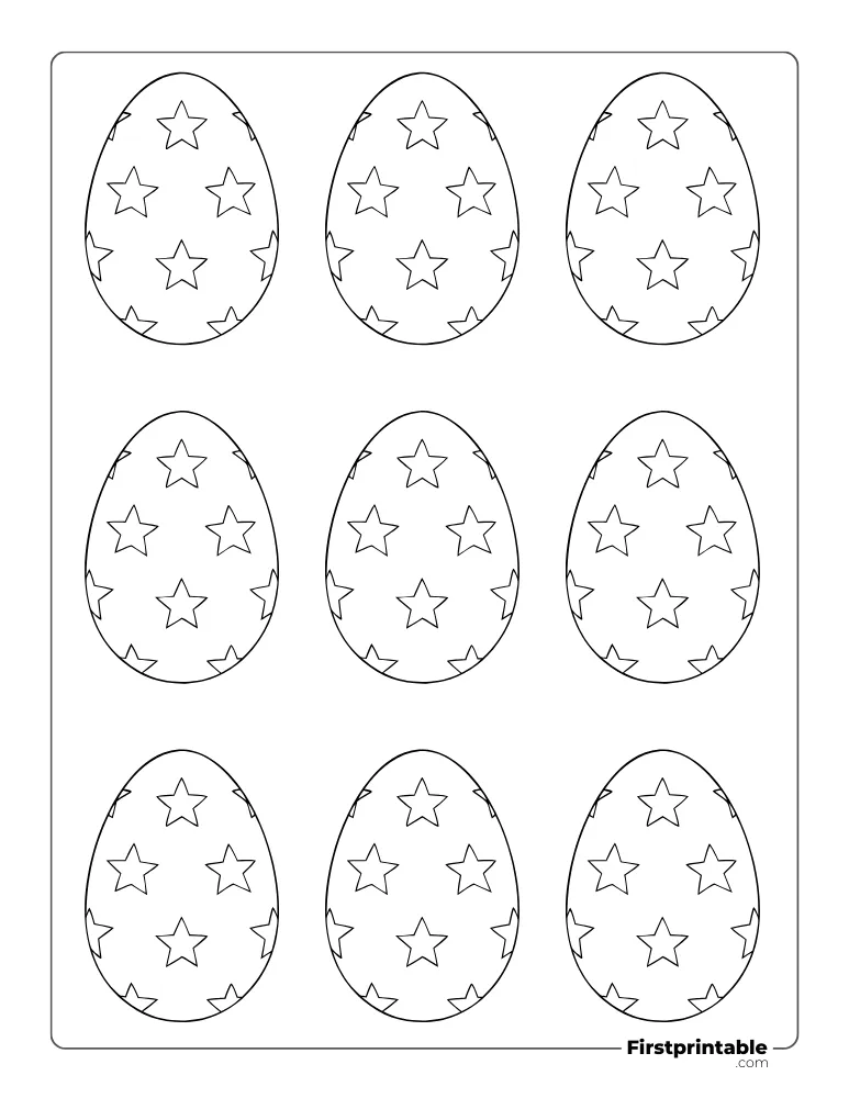 Star Pattern Easter Egg Template - XS Outline