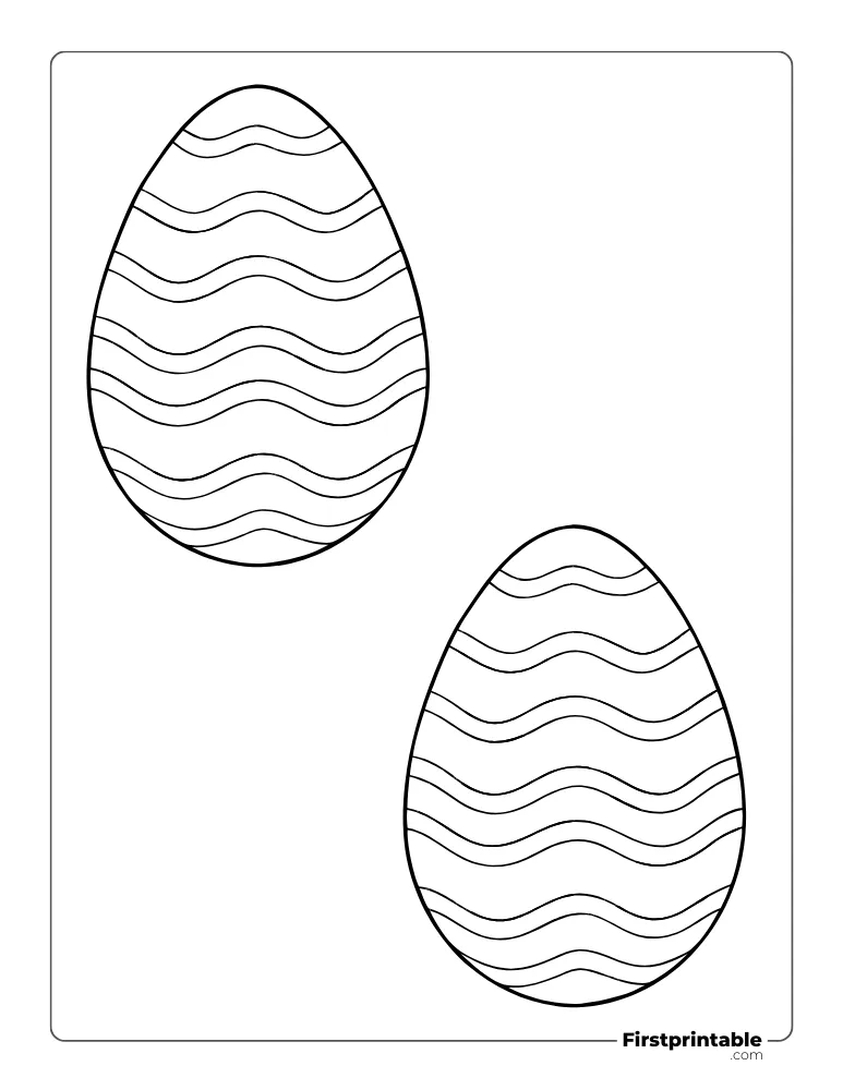 Wavy Line Pattern Easter Egg Template - Large Outline