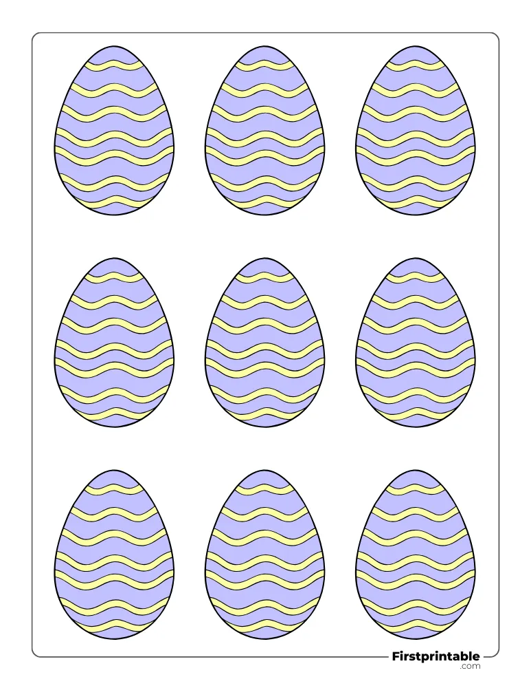 Wavy Line Pattern Easter Egg Template - XS Colored