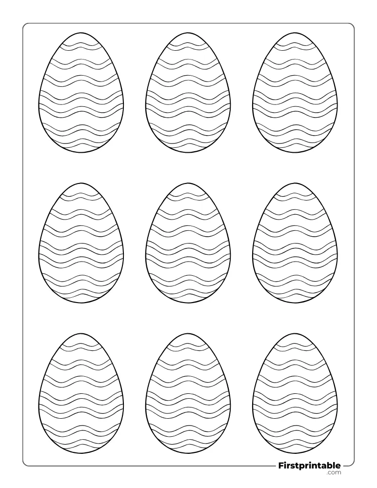 Wavy Line Pattern Easter Egg Template - XS Outline