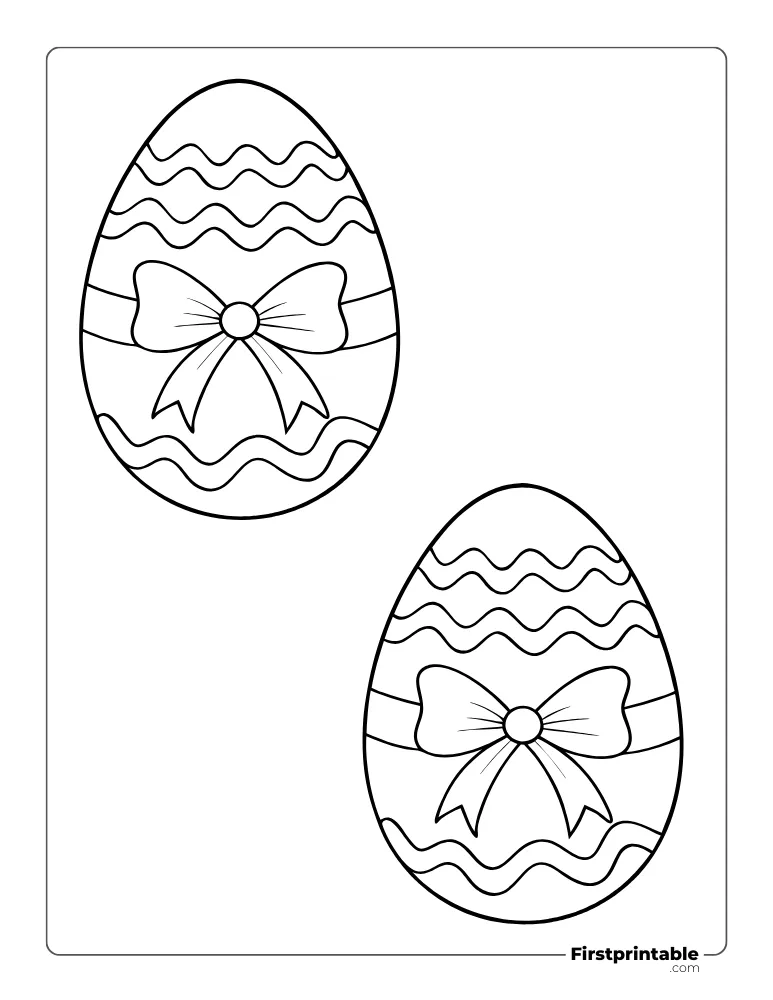 Easter Egg Template with Bow - Large Outline