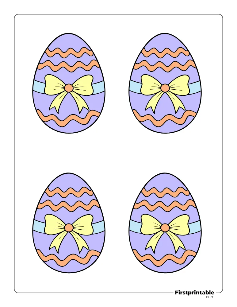 Easter Egg Template with Bow - Medium Colored