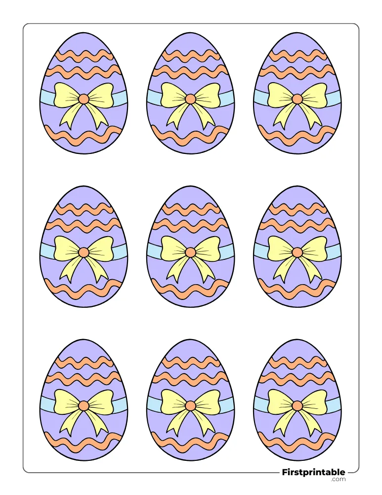 Easter Egg Template with Bow - XS Colored