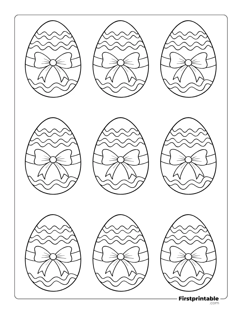 Easter Egg Template with Bow - XS Outline