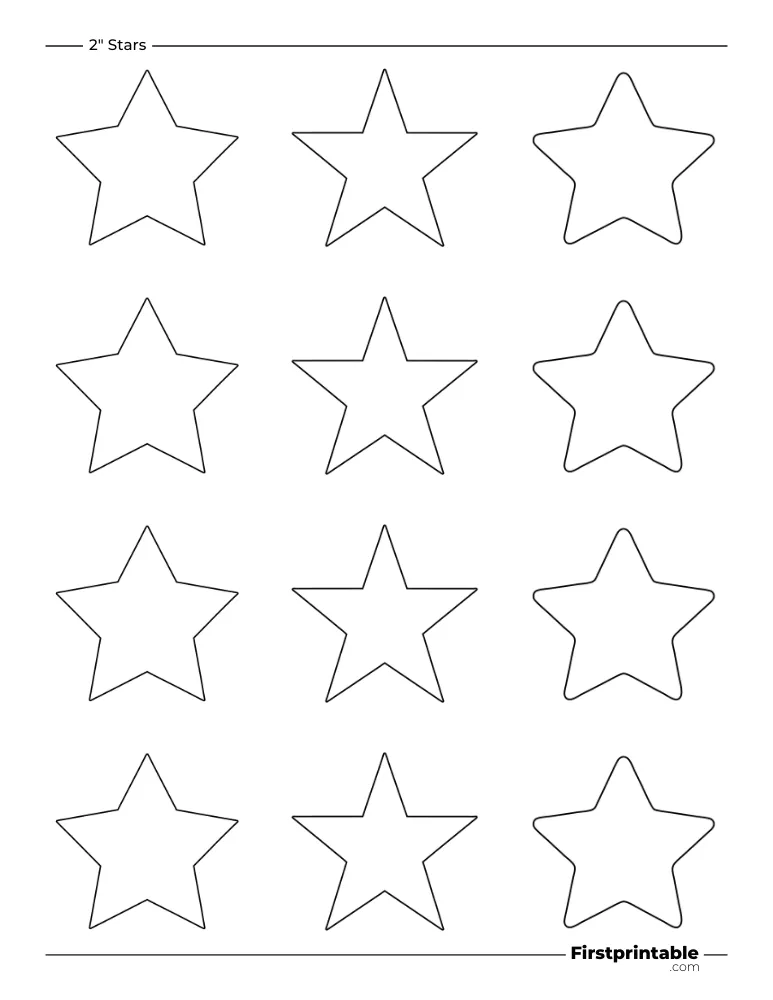 Assorted Star Template - 2 inch Outline