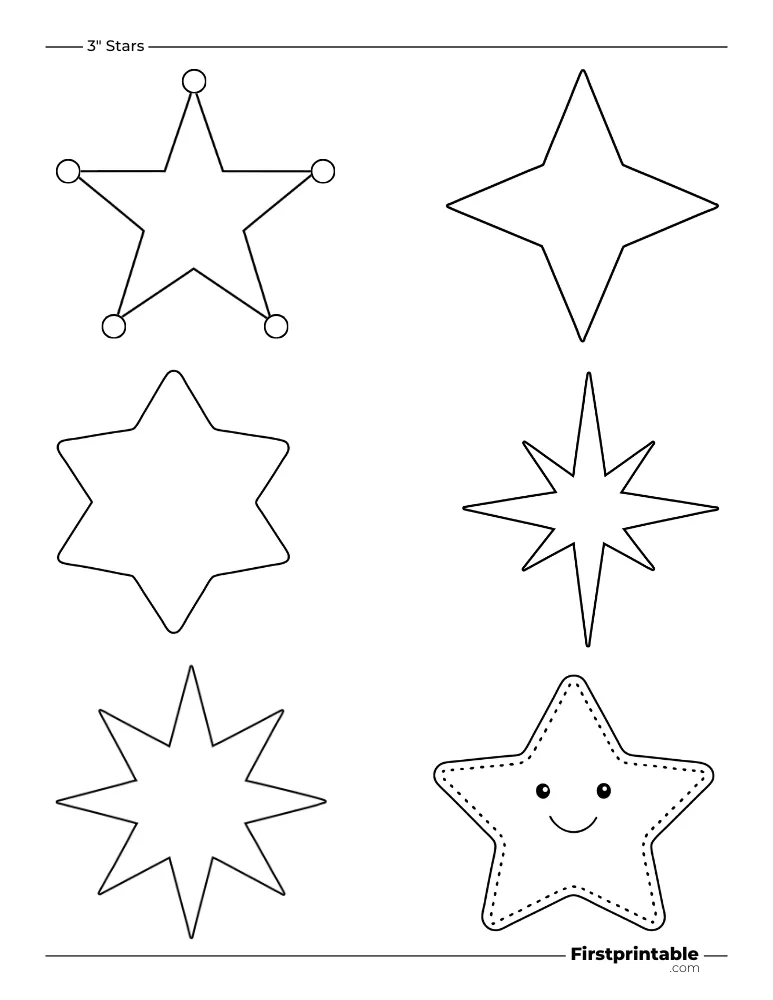 Assorted Star Template - 3 inch Outline