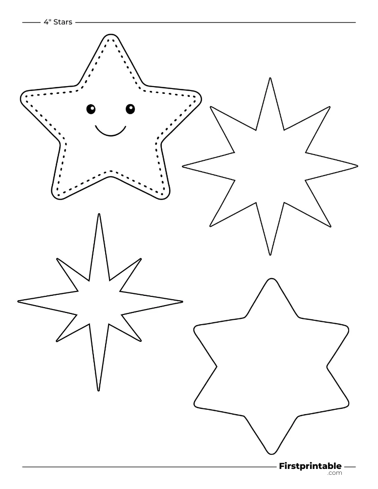 Assorted Star Template - 4 inch Outline