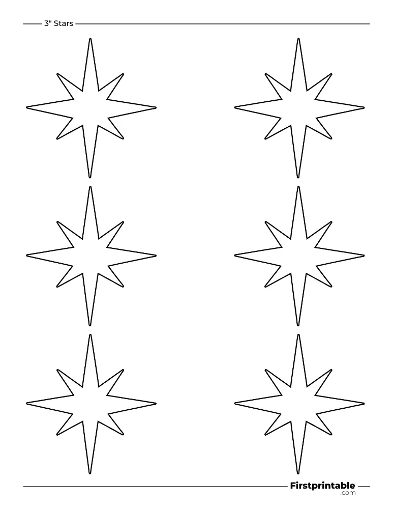8 pointed - Christmas Star Template - 3 inch Outline