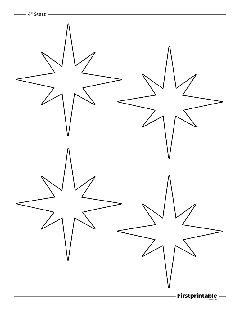 8 pointed - Christmas Star Template - 4 inch Outline