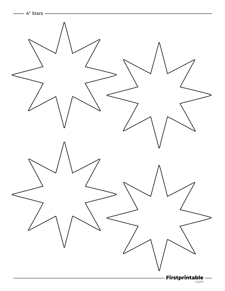 8 pointed - Christmas Star Template - 4 inch Sharp Outline