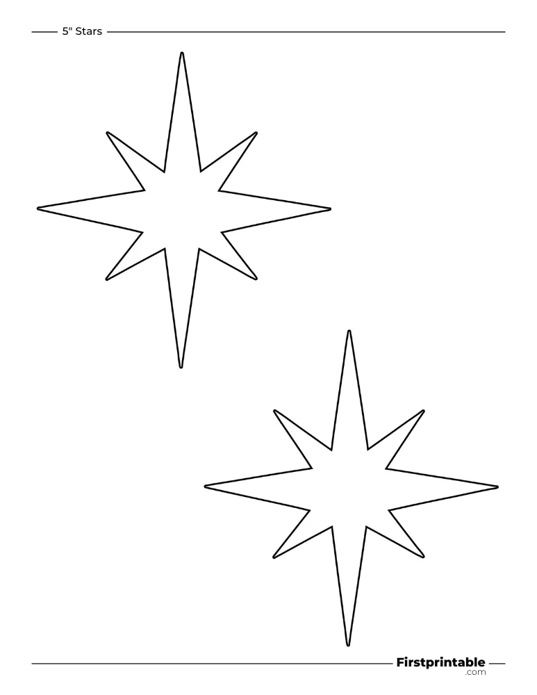 8 pointed - Christmas Star Template - 5 inch Outline
