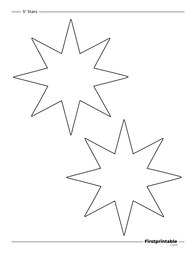 8 pointed - Christmas Star Template - 5 inch Sharp Outline
