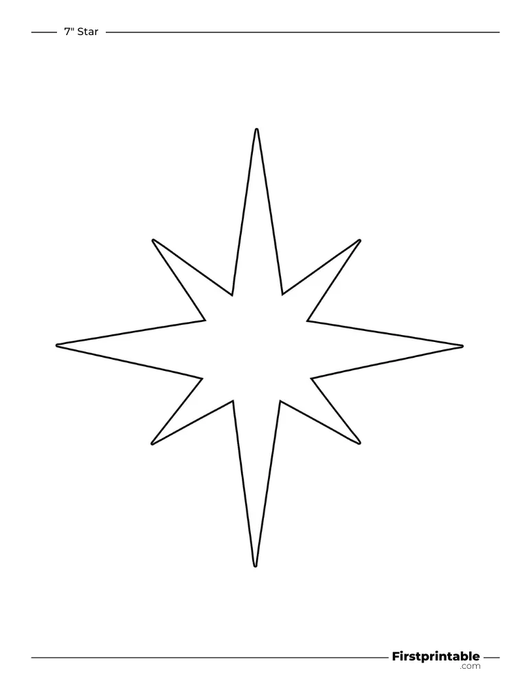 8 pointed - Christmas Star Template - 7 inch Outline