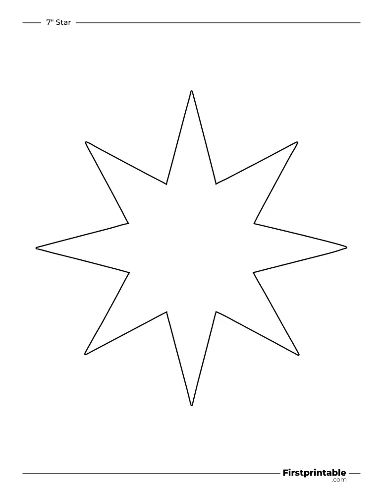 8 pointed - Christmas Star Template - 7 inch Sharp Outline
