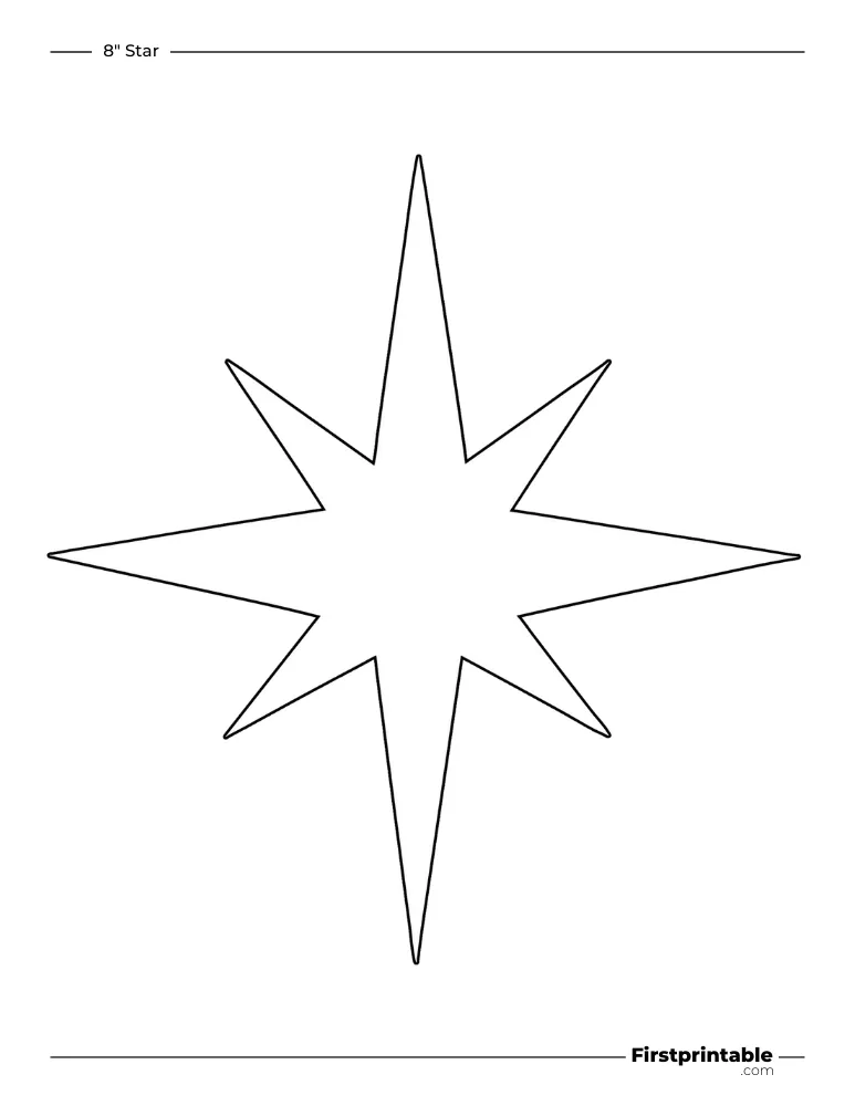 8 pointed - Christmas Star Template - 8 inch Outline