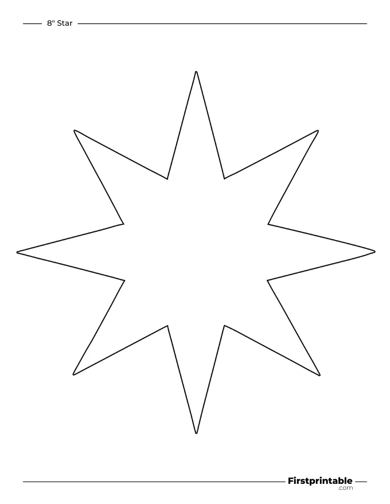 8 pointed - Christmas Star Template - 8 inch Sharp Outline