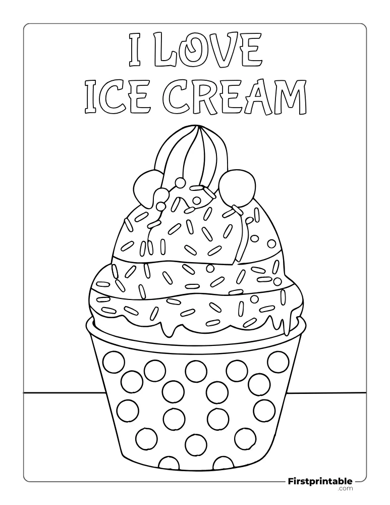 Ice Cream Coloring Page for Kids