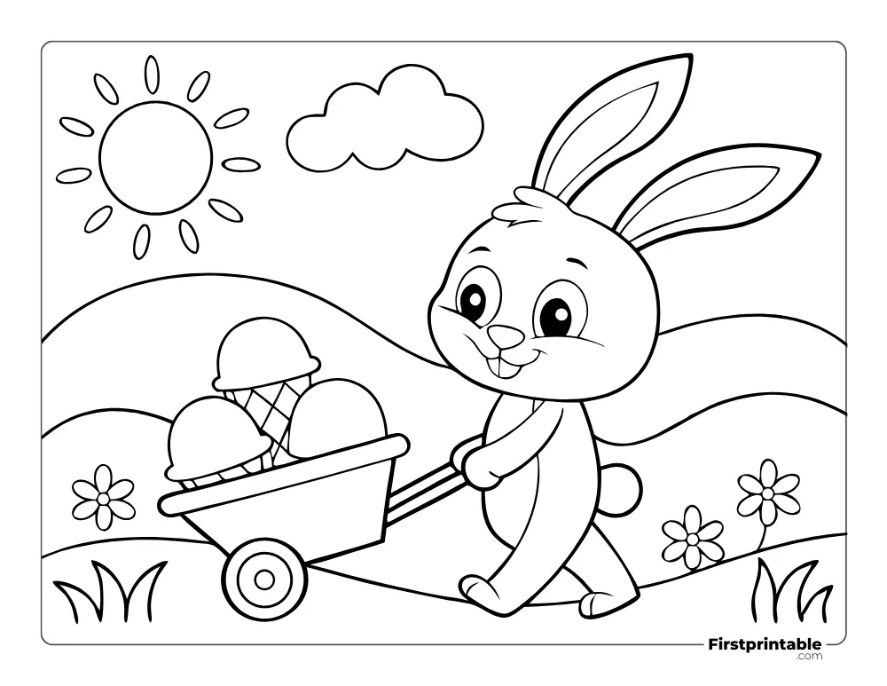 Bunny Selling Ice Cream to Color