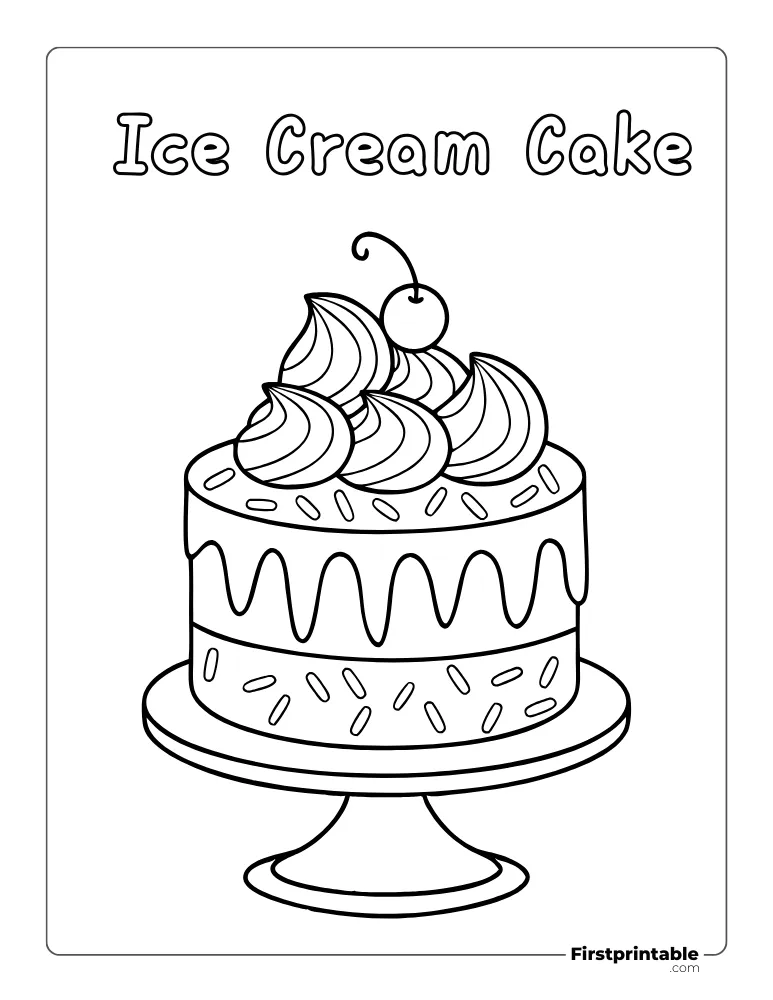 Ice Cream Cake Coloring Sheet