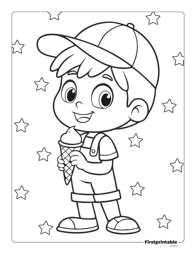 Little with Ice Cream Coloring Pages