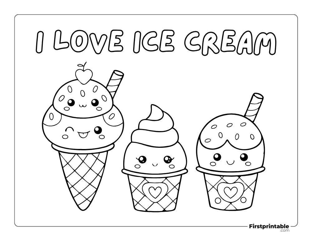 "I Love Ice Cream" Coloring Sheet