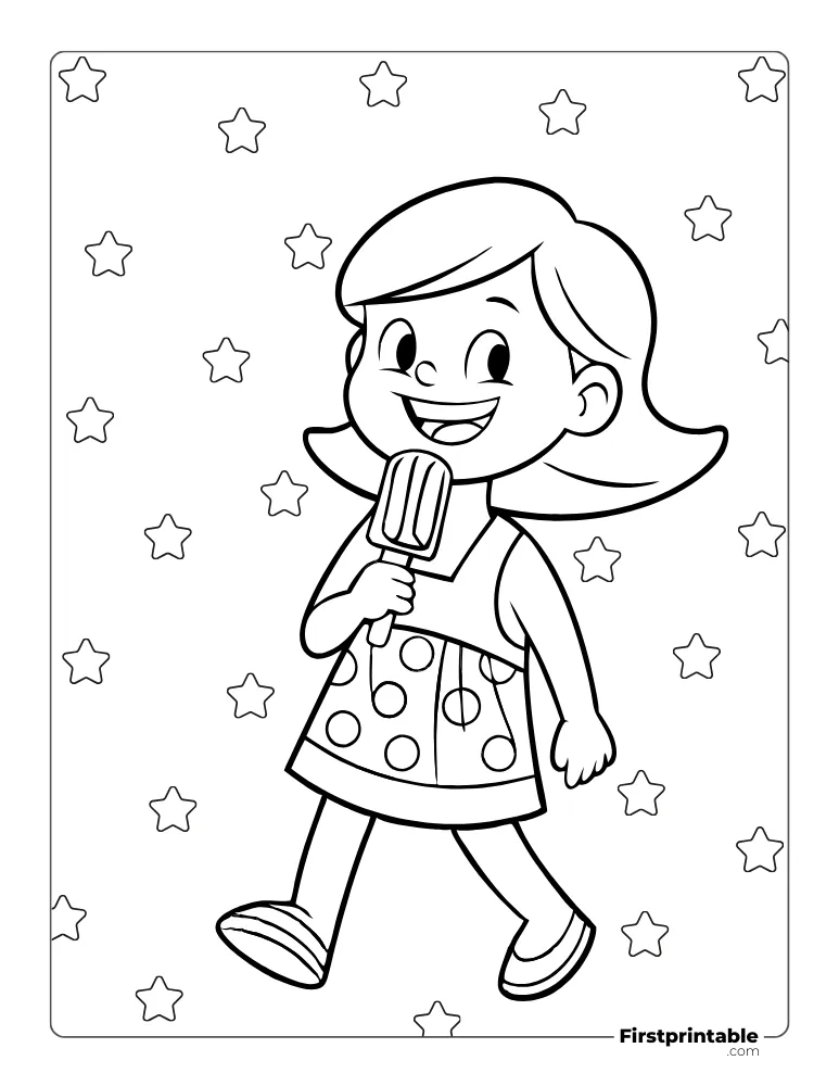 Girl with Popsicle Coloring Sheet