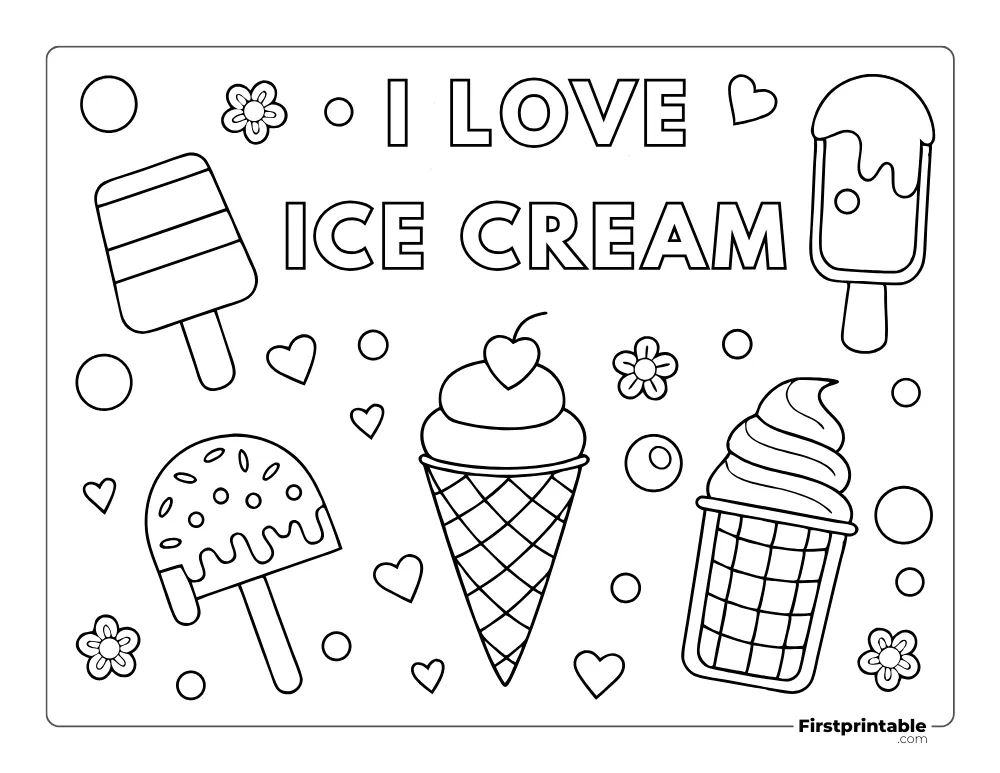 Ice Cream Coloring Sheet for Preschooler