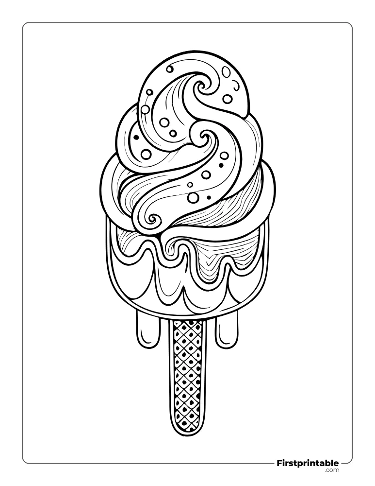Cute Popsicle to Color for Adults