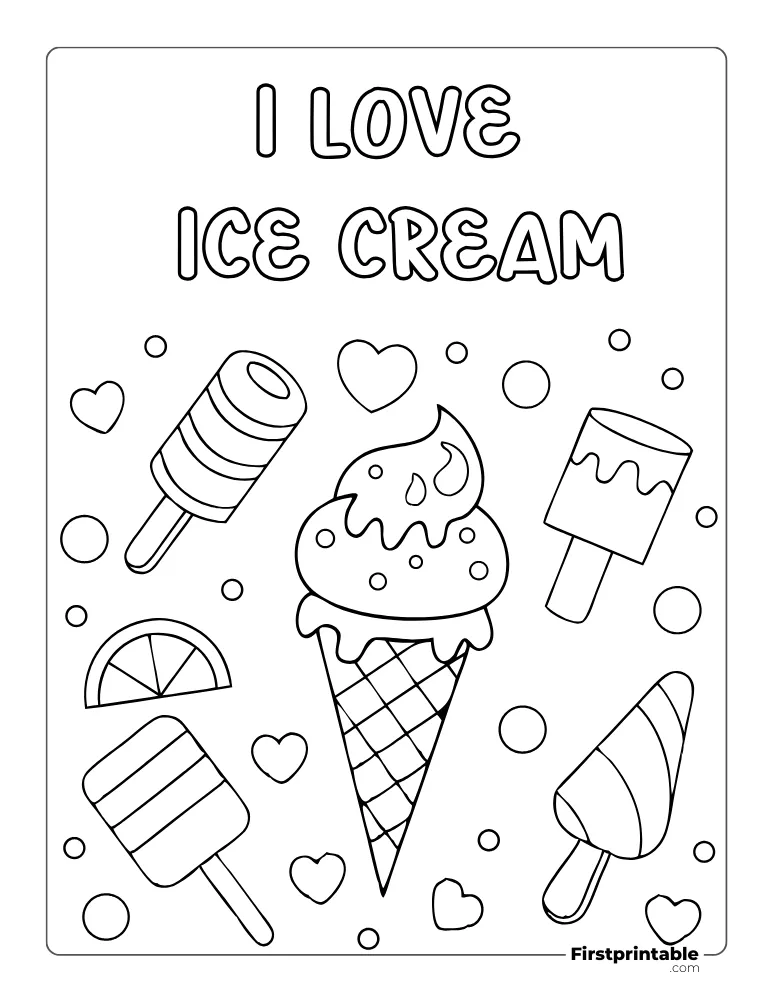 Ice Cream to Color for Kids