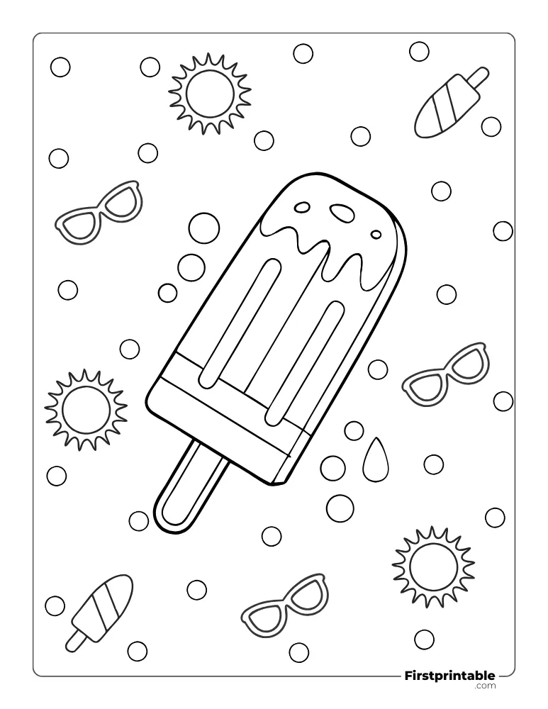 Popsicle in Summer Coloring Pages