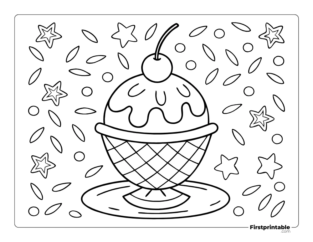 Sundae with Cherry to Color
