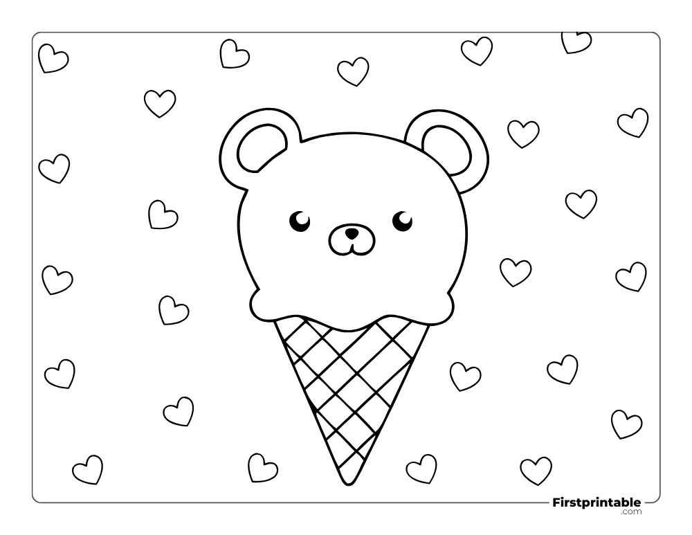 Teddy Ice Cream Coloring for Kids