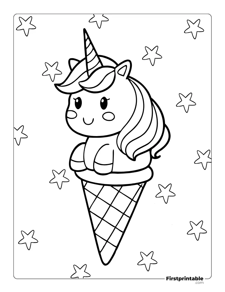Unicorn Shaped Cream Coloring Page
