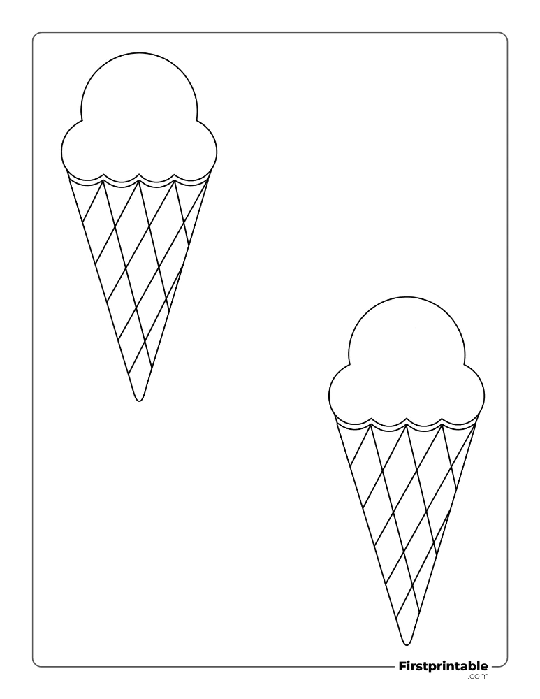 Ice Cream Template - Medium Outline