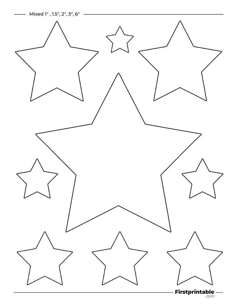 Mixed Star Template - 5 Pointed Outline