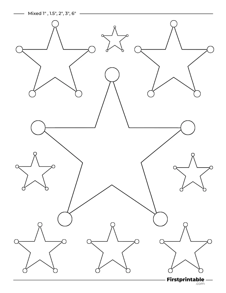 Mixed Sheriff Star Template - 5 Pointed Outline
