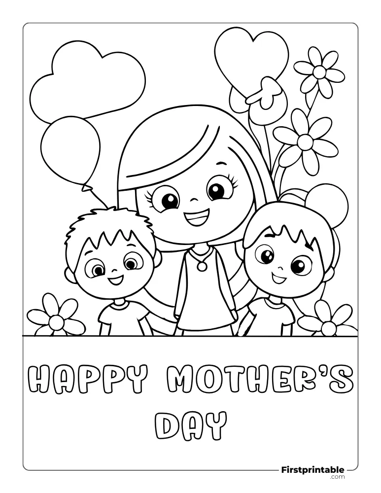 "Happy Mother's Day" to Color for Preschoolers